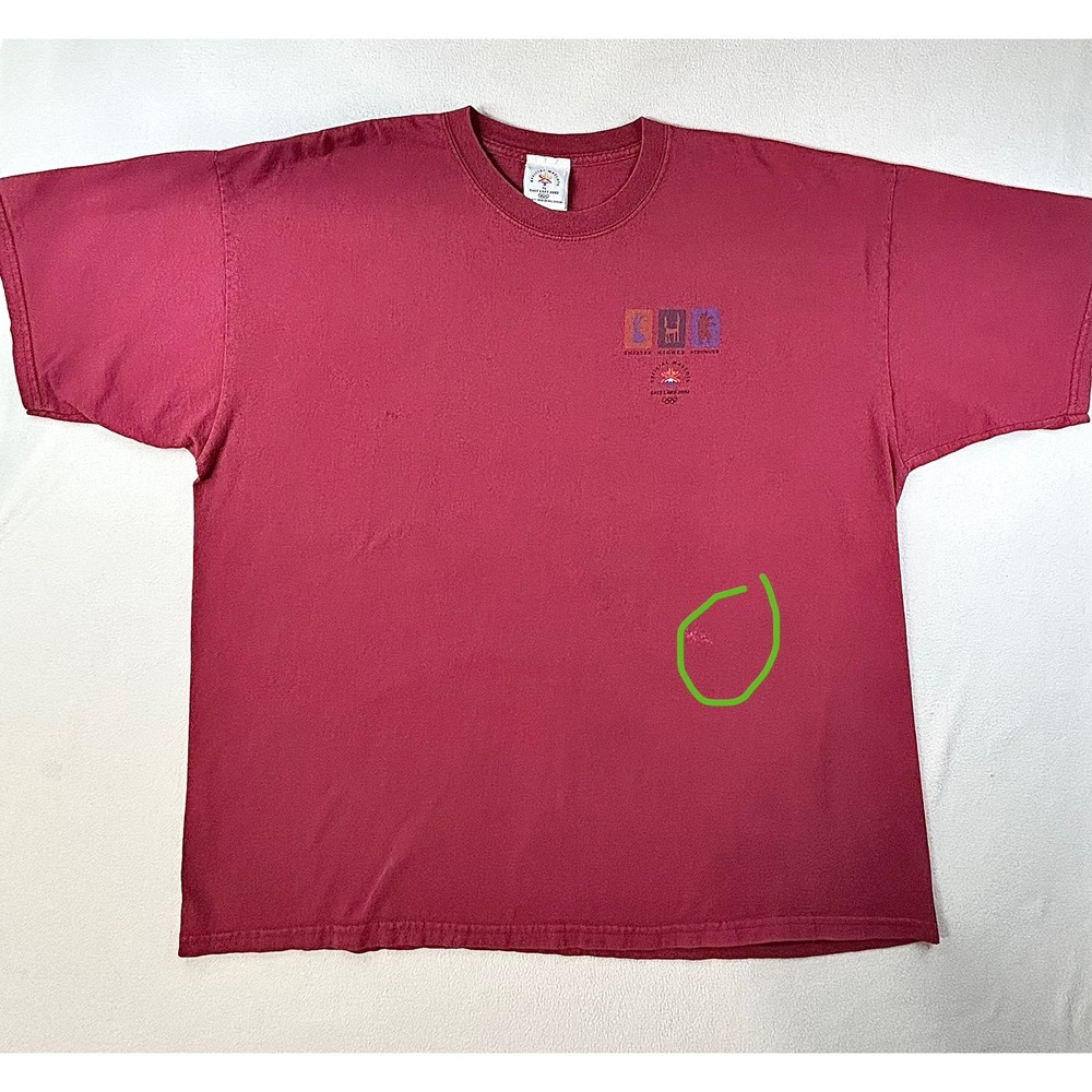Vintage Salt Lake 2002 Olympic Mascots T-Shirt Mens XXL Maroon Red Cotton Tee